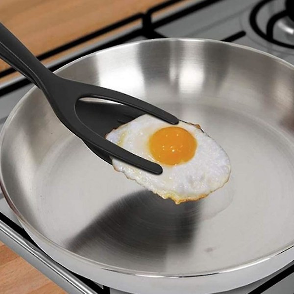 2 i 1 Non-stick Stekt Äggvändare Silikon Bröd Tång Äggspatel Kök