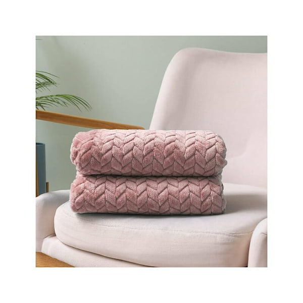 Superblødt flanneltæppe, højkvalitets mikrofiber, pink 127 x 178 cm, hyggeligt og varmt, egnet til alle årstider