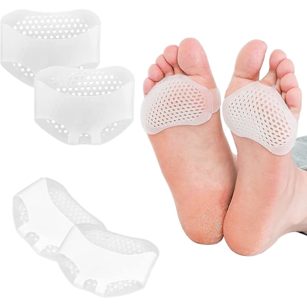 Fotkuddar Kuddar Elastisk Silika Gel Botten Klackar Fötter Skydd Inlägg Callus Metatarsal Smärtlindring Hallux Framfot Dämpning(4par, Vit