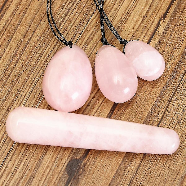 3 stk naturlig rose kvarts yoni egg kegel øvelse 100mm massasjestav manuell massasjeapparat chunchuan