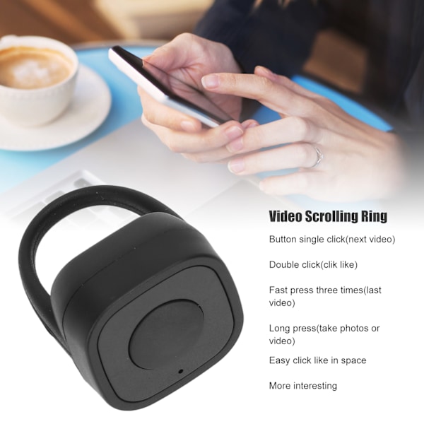 Fjärrkontroll Sidvändare Laddning Bluetooth Video Scrollningsring Fingertoppskontroller