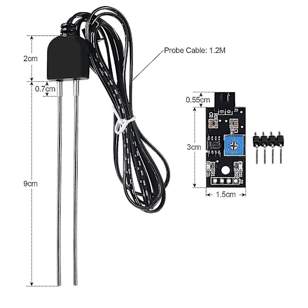 3 sett jordfuktighetssensor, med korrosjonsbestandig sonde, modul digital analog signalutgang Fo