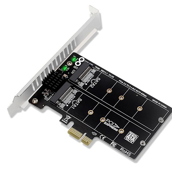 Ph58 2 X M2 Sata till Pcie Adapter-kort Dubbel Disk Display-kort Raid Splitter Expansionskort Pcie X1