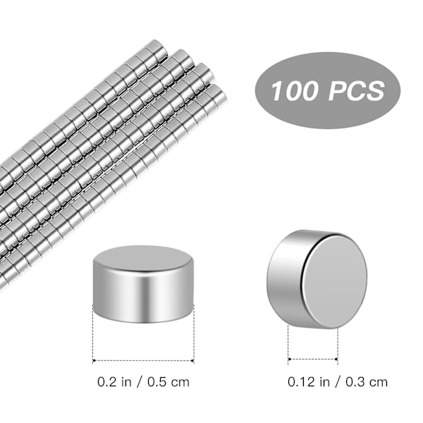 VILLCASE 100 kpl Neodyymimagneettia Pienet Pyöreät Magneetit Käsitöihin Jääkaappiin Valkotauluun Kotiin Toimistoon Keittiöön