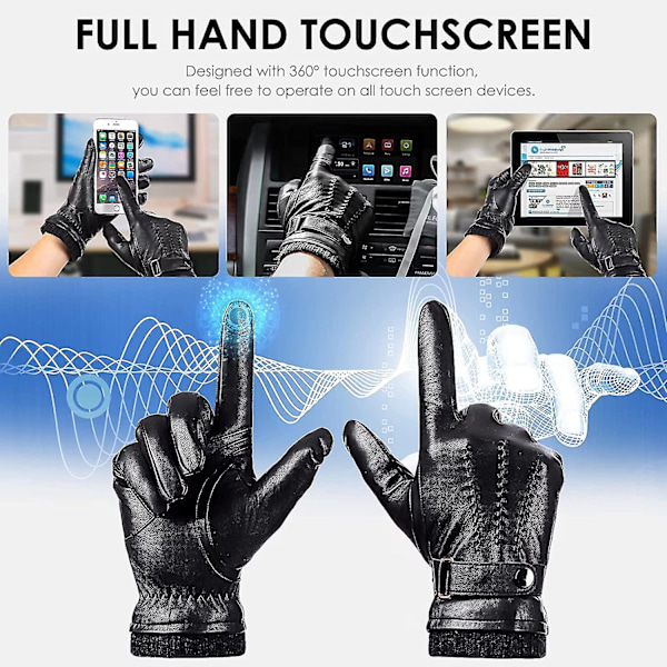 Vinterhandsker i fåreskind til mænd, varme touchscreen-teksthandsker med cashmere