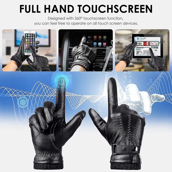 Vinterhansker i saueskinn for menn, varme touchscreen-hansker med kasjmir