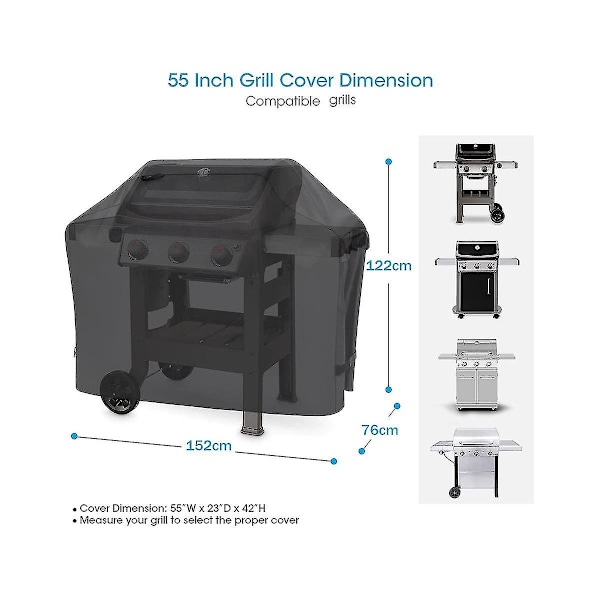 Grilltrekk, Vanntett Grilltrekk, Holdbart Grilltrekk, Kompatibelt med Griller Mer Svart