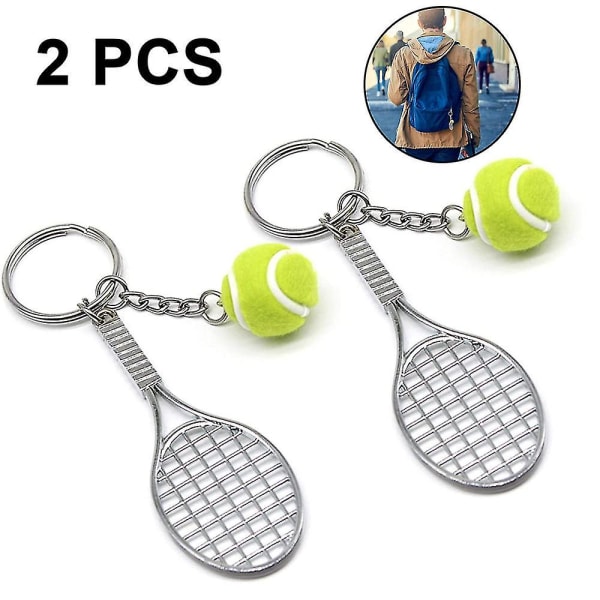 2pcs Tennis Racket Keychain