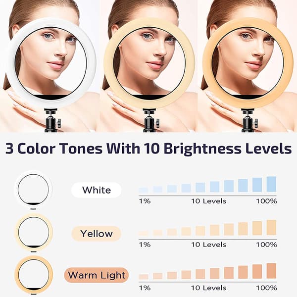 Compact Desktop Selfie Ring Light, LED Ring Light with Foldable Stand and Adjustable Brightness, for Photography and Makeup