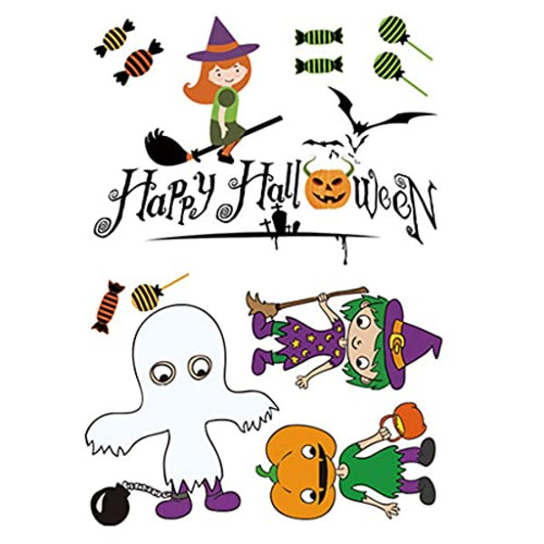 2 sett Halloween veggdekorasjoner, vindusdekorasjoner, gulv- og takdekorasjoner, klistremerker, Halloween-festpynt, hjem, stue, soverom