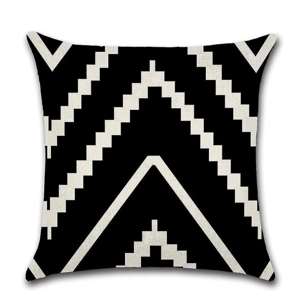 Mustavalkoinen geometrinen tyynynpäällinen Pellava tyynynpäällinen 4 kappaleen sarja Koristeellinen tyynynpäällinen sohvalle 45 X 45cm