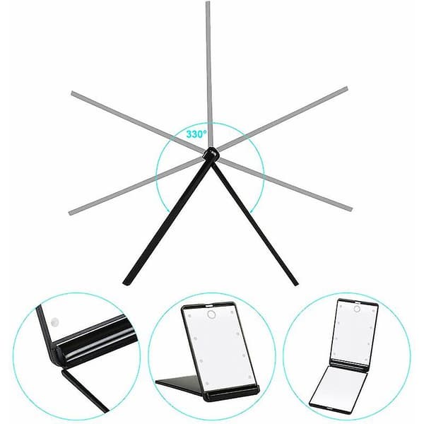 Travel Mirror, Portable LED Lighted Makeup Mirror with 8 Dimmable LED Lights
