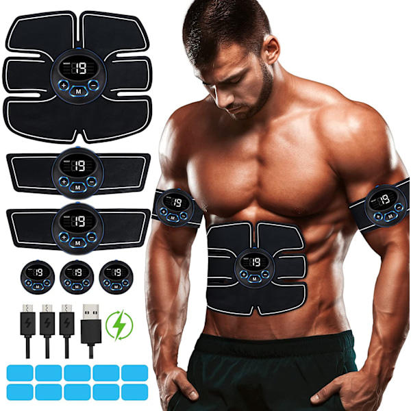 Sort muskel stimulator, sort bærbar fitness til mænds og kvinders fitness, arm- og benmassager til mave