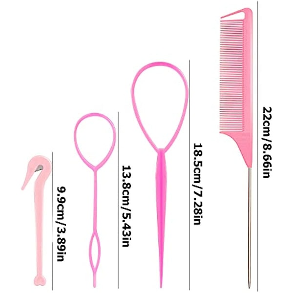 4-pack Topsy Tail Hårverktyg - Hästsvansögla & Flätningsset
