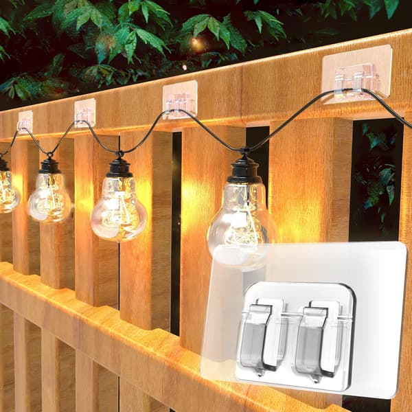 100-pack Light String Hooks - Easy Installation, Wire Holders for Balconies, Patios, and Garden Parties - Robust and Weather-Resistant