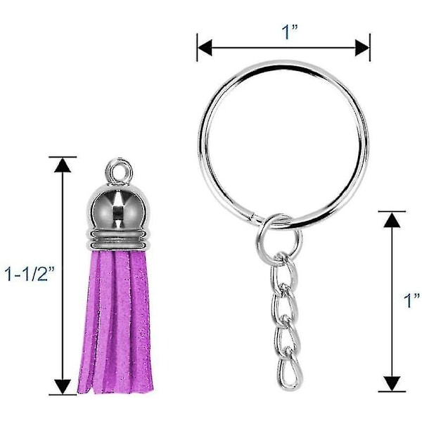 Nøkkelring Dusker, 150stk Bulk Nøkkelring Sett Inkluderer 50stk Dusker Til Håndverk, 50stk Nøkkelring Ringer Til Akryl Nøkkelring