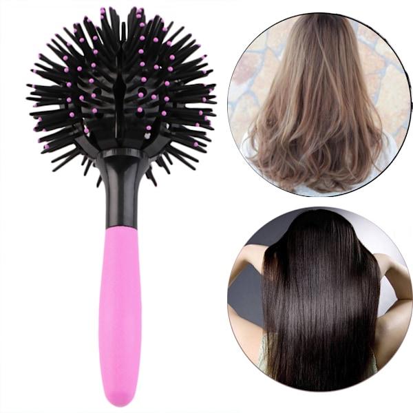 3D Rund hårborste kam, 360° Ball Blowdry HairBrush Styling Wave Brush Curl Defining Brush Hair Curling Brush Define Styling