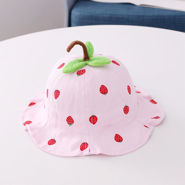 Andningsbar solhatt utomhus UV-skydd sommar jordgubbsfiskare hatt strand solskydd för baby (rosa)