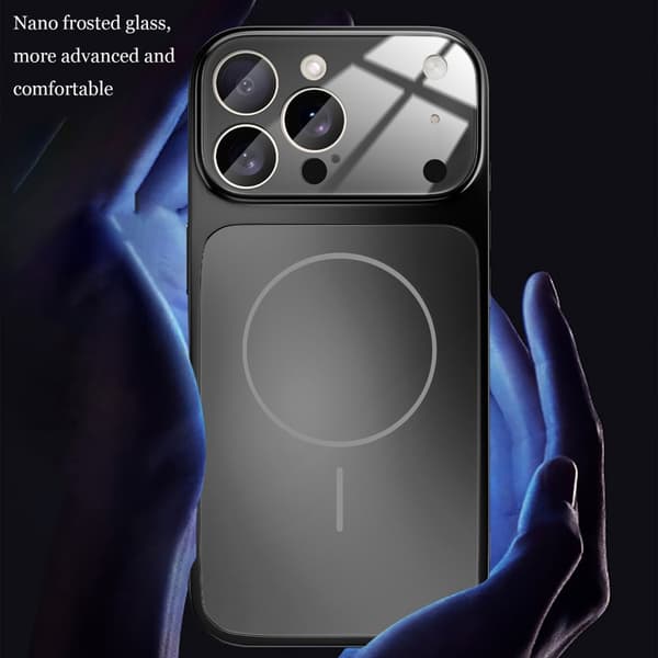 Glas Nano Mat Etui Til iPhone 17 Air 16 15 14 13 Pro Max 17Pro Magnetisk Til Magsafe Trådløs Opladning Silver iPhone17