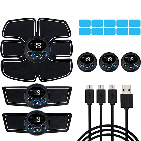 Svart stimulator, bältesmuskelträning fitness träningsutrustning för hemmet (25*23*3 cm)
