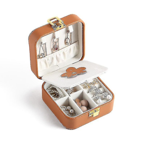 Mini smyckeskrin Ring Box Bärbar Organizer Förvaring Med Spegel