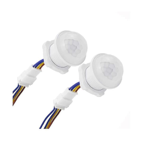 2 stk Bevegelsessensor Lysbryter 110-220v Pir Sensor Smart Deteksjon Tidsforsinkelse Justerbar Infrarød