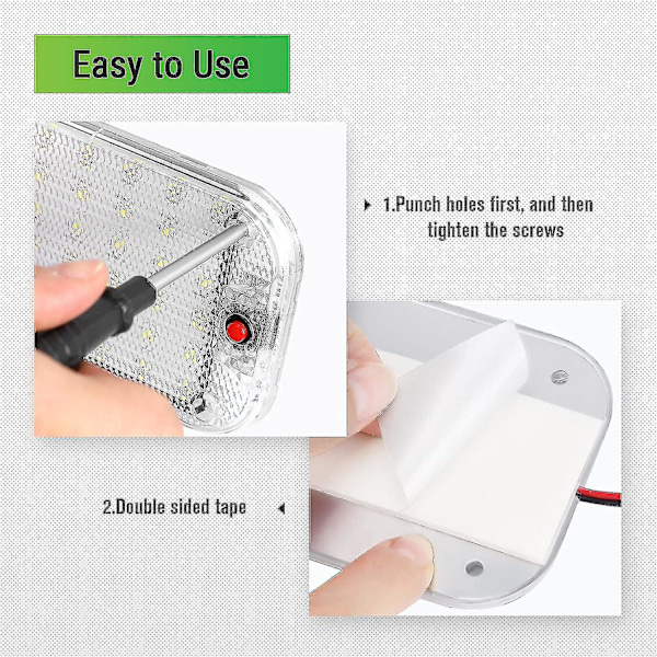 Led indvendigt lys 10w 48 Led Universal Bright indvendigt lys med tænd/sluk-knap til 12v-85v bil varevogn lastbil  loftlampe 2stk