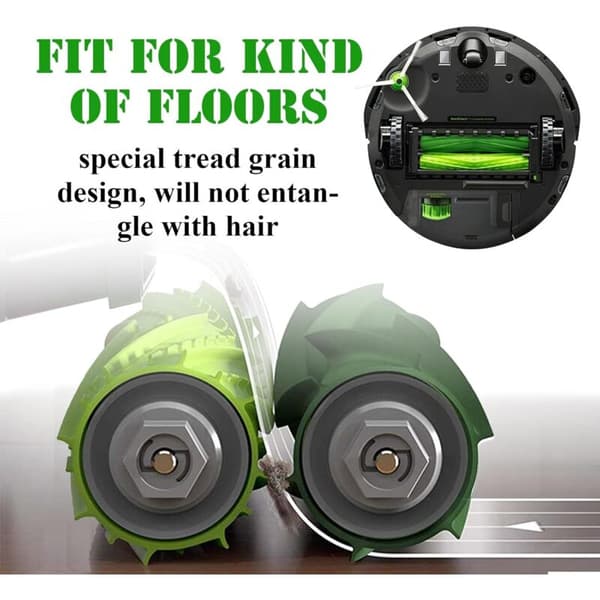2 kpl Monipintaisia kumiharjarullia Irobot Roomba I & E -sarjan I7 Plus I7+ E5 E6 -imureille