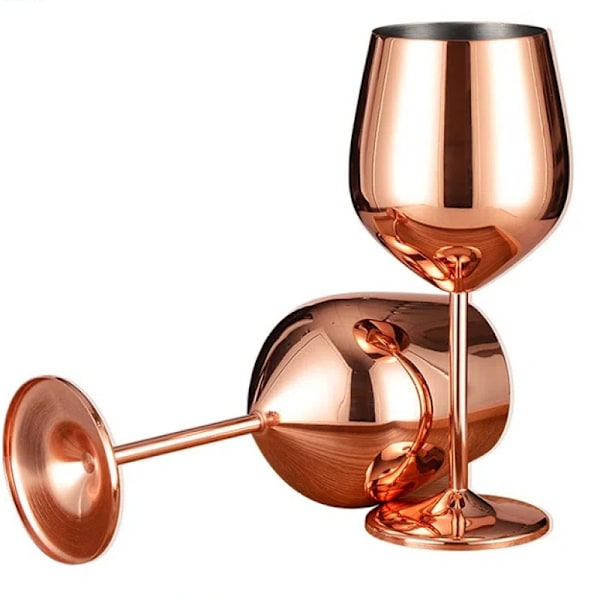 Set med 2 roséguldfärgade vinglas 18oz glas Unika stora vinglas med lång stjälk för män eller kvinnor Bröllop, årsdag