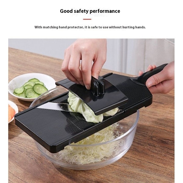 Svart Slicer Justerbar Beste Håndholdt Kutter for Grønnsak Potet Zucchini Mat Trygg Fingerbeskyttelse (38 * 13 * 2cm)