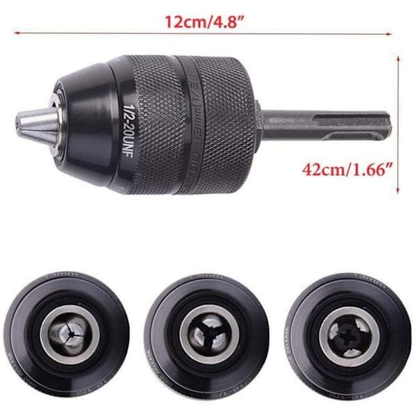 SDS Plus Adapter Chuck 2-13mm, Heavy Duty Professional Chuck 1/2-20UNF Drill, Keyless Quick Release Chuck with SDS Adapter
