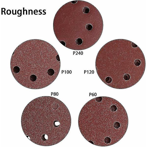 Slibeskiver 125 mm - 100 stk. sandpapir til excentersliber 8 huller hver 20 x chunchuan