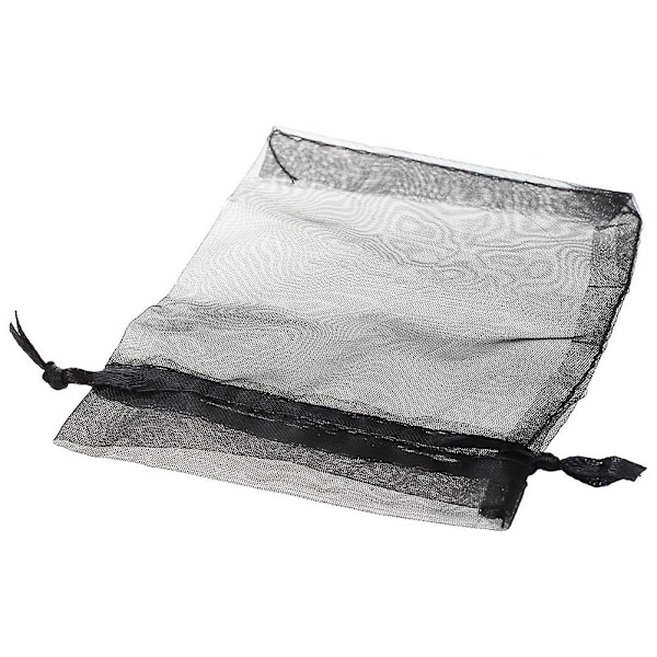200 Sorte Organza Bryllupsgaveposer Smykkeposer 9cm X 12cm