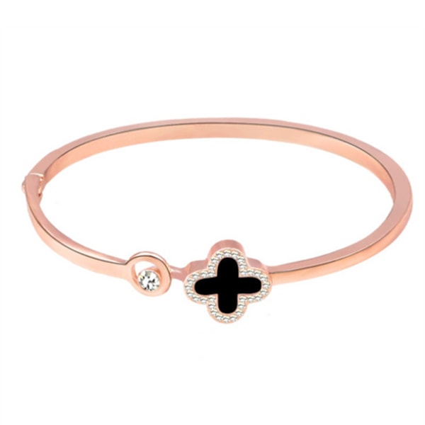 Armband med fyrklöver i roséguldpläterad legering, lyckoarmband med 4 klöverblad i legering, accessoar 0.1