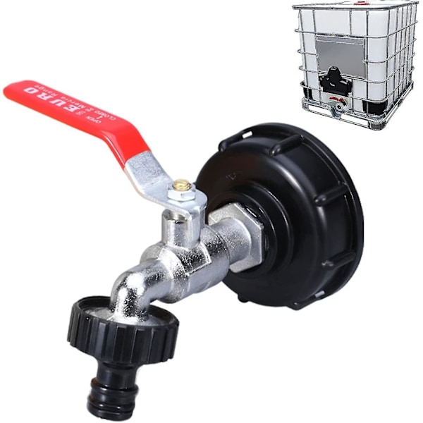 1 stk. 3/4\" Plastbeholderhane-adapter 1000l med slangehane-adapter, Ibc-hane-stik S60x6, Havehane til opsamling af regnvand