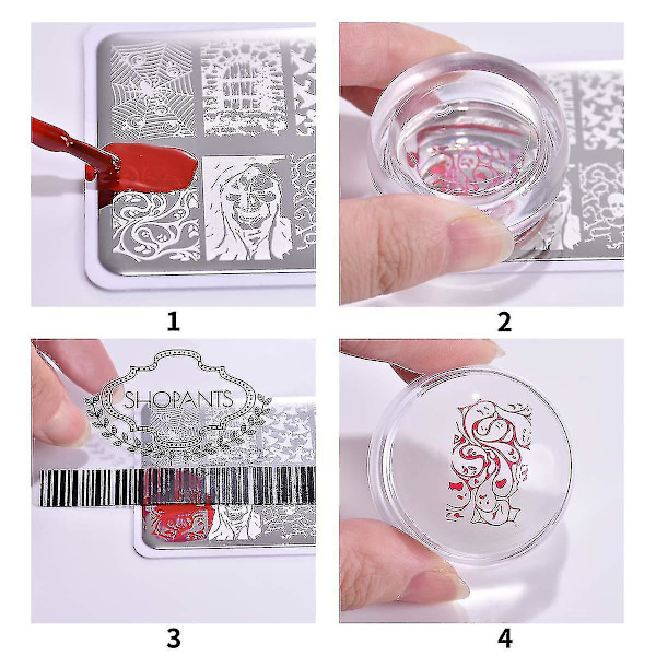 Klart silikon rektangulært neglekunstsett med spatel, rektangulær gelé stempel neglekunstmaskin blå