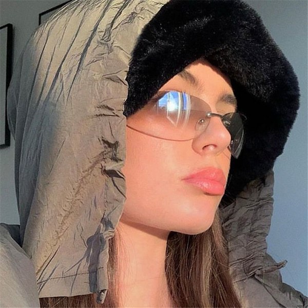 Rimless Solglasögon UV400 Glasögon för Kvinnor och Män Gradient Gray