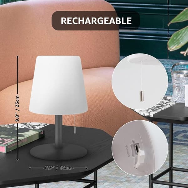 LED Bordlampe Udendørs 7 Farver Dæmpbar USB Genopladelig Sort
