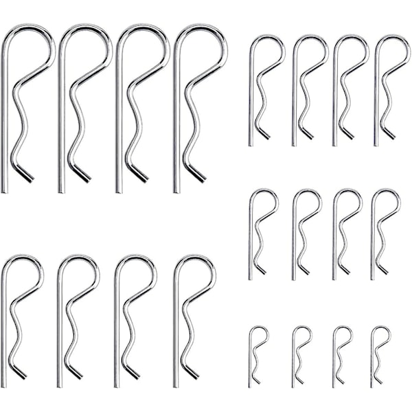 20 Pieces R Clips Retainer Pins, Zinc Plated Heavy Duty Cotter Pin Hitch Pin Assortment Kit For Tow Truck Locking Systems, M1.2-m3.5