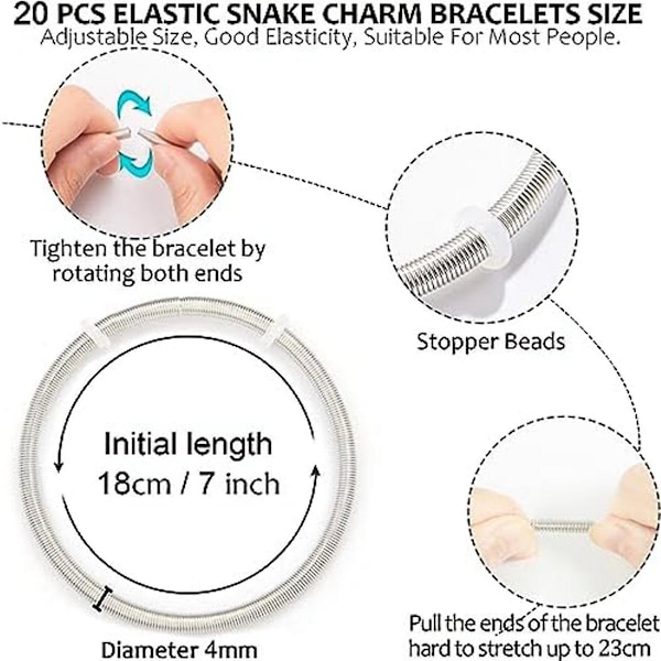20 st elastiska armband med berlocker plus 220 st håldistanspärlor, gör-det-själv-armband med berlocker för kvinnor smycken B