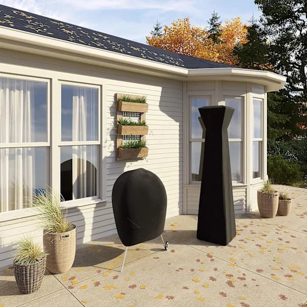 Rund kulgrillovertræk Vævet polyester Vandafvisende Ventileret til udendørs brug Sort 71 x 71 x 96,5 cm