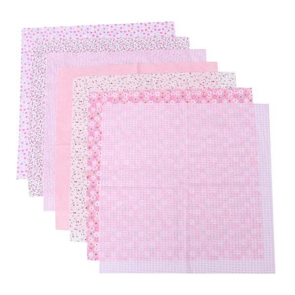 7 kpl Käsintehty DIY Puuvillakangas Vaaleanpunainen Kukkakuvioinen Tilkkutäkit Materiaalit Ompeleluun Scrapbooking Quilting (50x50cm)