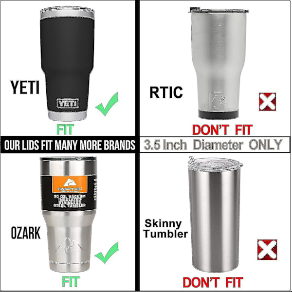 3 kpl Tumbler-kannenkorkkia 30 oz Yeti Ramblerille, Ozark Trailsille ja muille matkakuppeille, liukuva roisketiivis ja oljen ystävällinen 2023 uusi