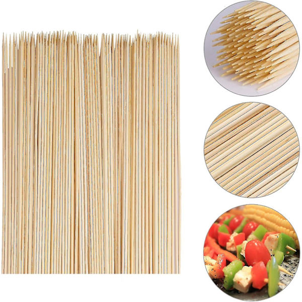 200 stk trespyd i bambus for grillspyd, grillpinner for grillfester, grønnsaker, frukt, familiefester (2,5 mm * 25 cm)
