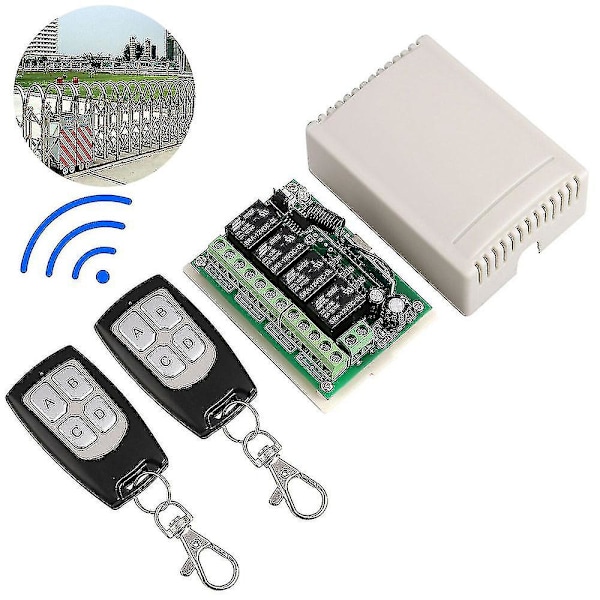 12v 4ch kanal relæ rf trådløs fjernbetjening switch modtager