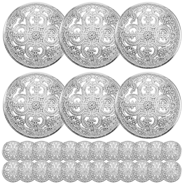 30 st 25 mm snygga metallspännen ihåliga knappar handverktyg dun knappar DIY sy knappar för dekorationsanvändning (silver)