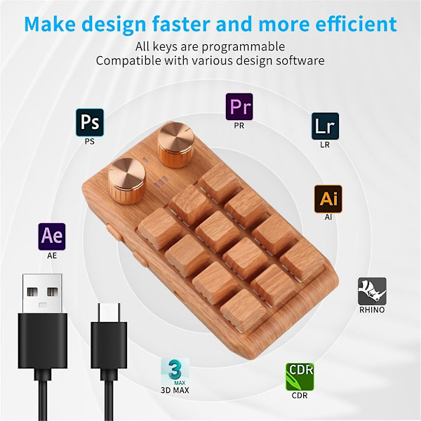 Enhånds mekanisk tastatur, rgb Led bakgrunnsbelyst makro tastatur, programmerbar Hot Swap Diy Macro Custo