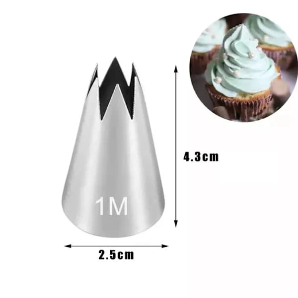 10 store sprøytedyser, kakepyntingsett i rustfritt stål for cupcakes, bakverk og potetmos