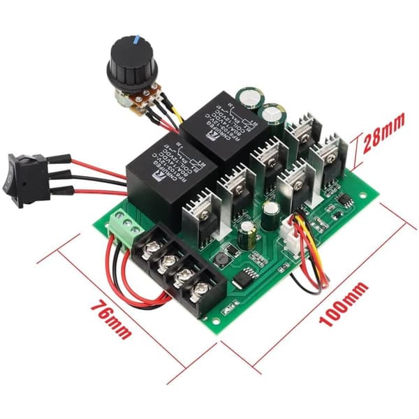 DC Motorstyring, DC 9-50V 40A Reversibel DC Motorhastighetskontroller til 12V 24V 36V 48V 2000W Reversibel Hastighetskontroll