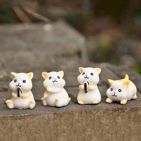Mini Hamster Dyre Miniature Figurer: Fe Haves Hamster Statue Model Mikro Landskab Ornamenter Samling Legesæt Til Kage Dekoration Diy